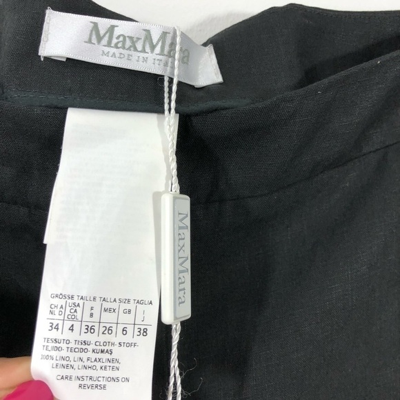 MaxMara Black Wide Leg Agami Linen Pants 4 - Picture 7 of 8
